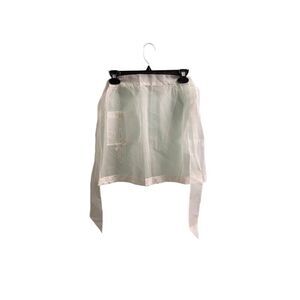 Vintage white apron with lace in floral details, sheer S/M